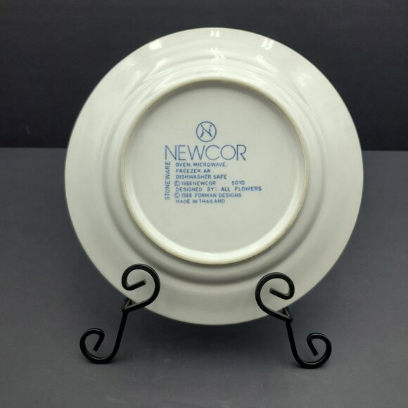 Newcor All Flowers Blue Floral Salad Plates Forman Designs Stoneware Plates - Picture 4 of 8